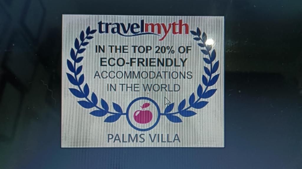 Certifikát, hodnocení, plakát nebo jiný dokument vystavený v ubytování Palms Villa
