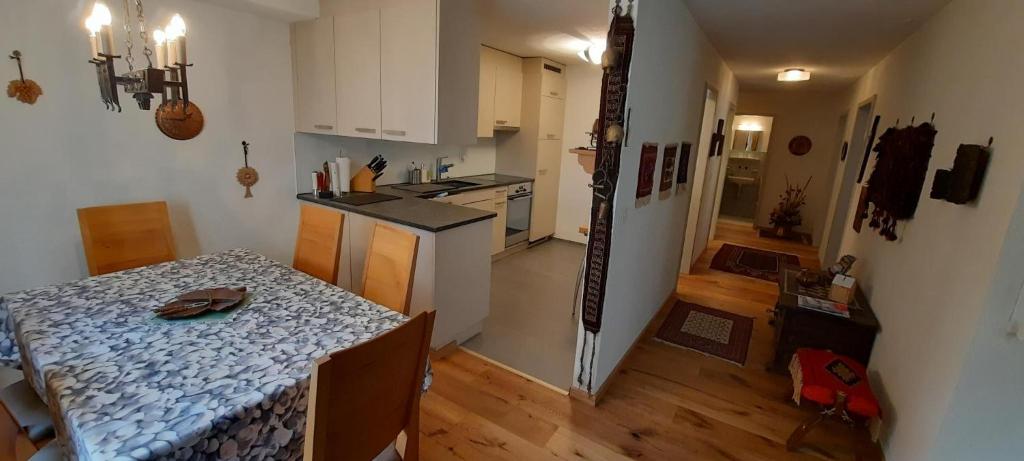Kuchyň nebo kuchyňský kout v ubytování Ferienwohnung nähe Madrisa