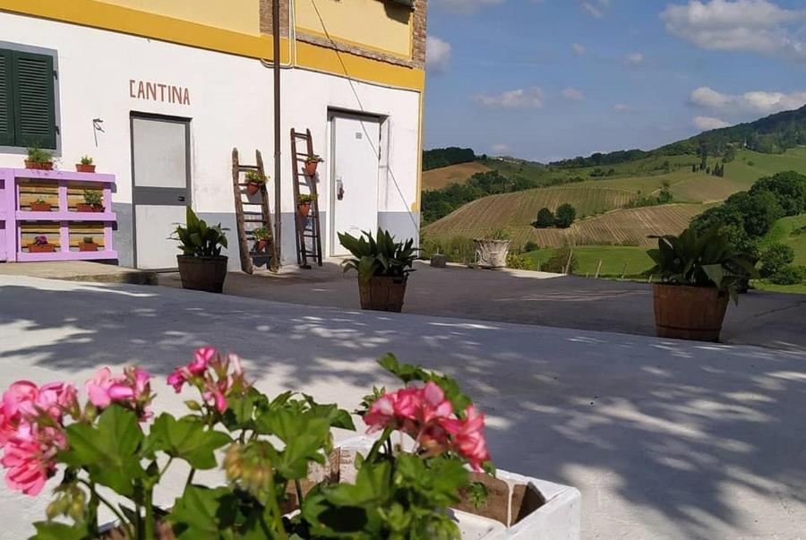 a building with flowers on the side of a road at Cascina Angelina in Casteggio