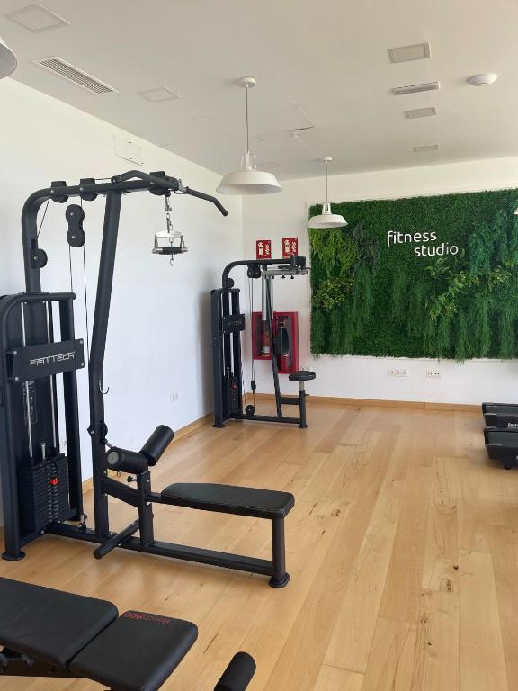 Posilňovňa alebo fitness centrum v ubytovaní 2-bedroom-apartment with a terrace, pool, gym