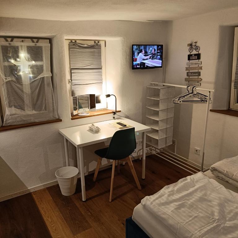 TV a/nebo společenská místnost v ubytování Apartments & möblierte Zimmer in Kahl am Main, kontaktloser Self Check-in, W-Lan, Schreibtisch, Duschbad, Küchenzeile, PKW-Plätze