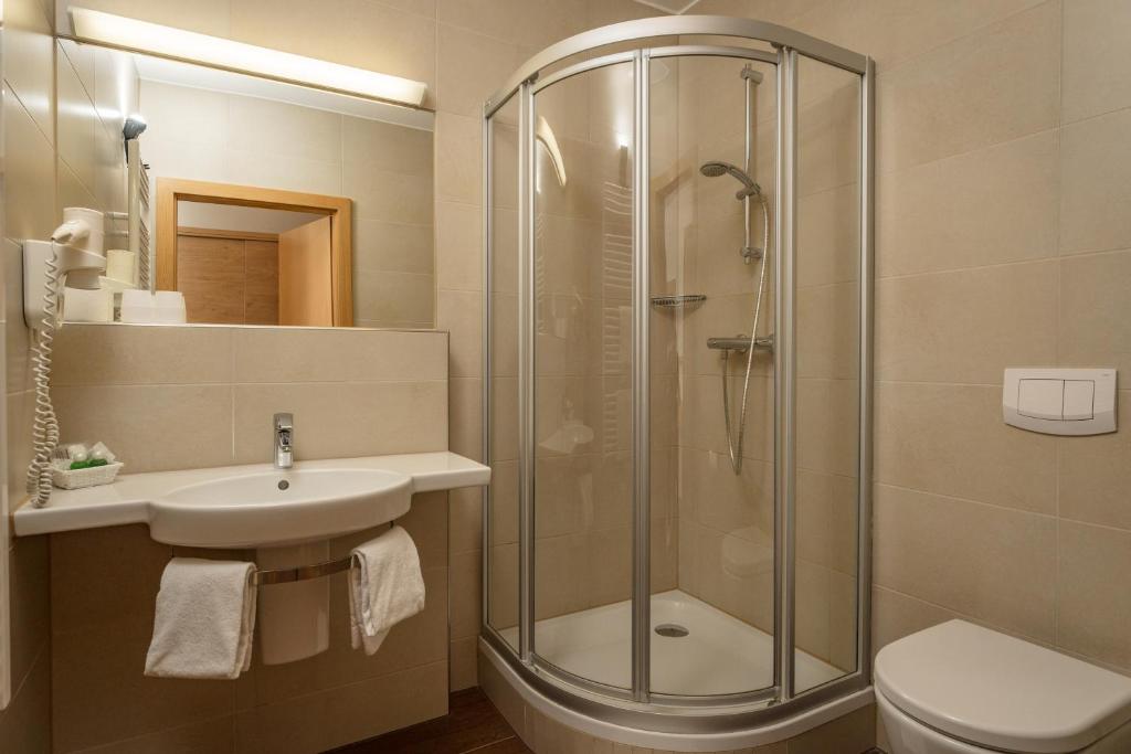 Koupelna v ubytování Hotel Hierzegger