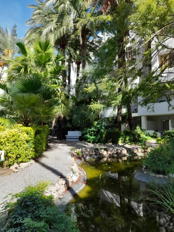 A garden outside Royal Marine playa calme et cosy