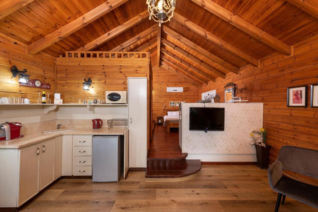 Kuchyň nebo kuchyňský kout v ubytování Nof Kineret Suites