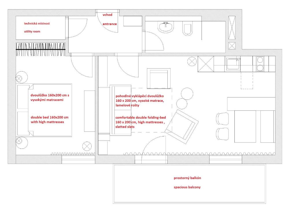 Majutuskoha Apartmán Plešivec u sjezdovky korruse plaan