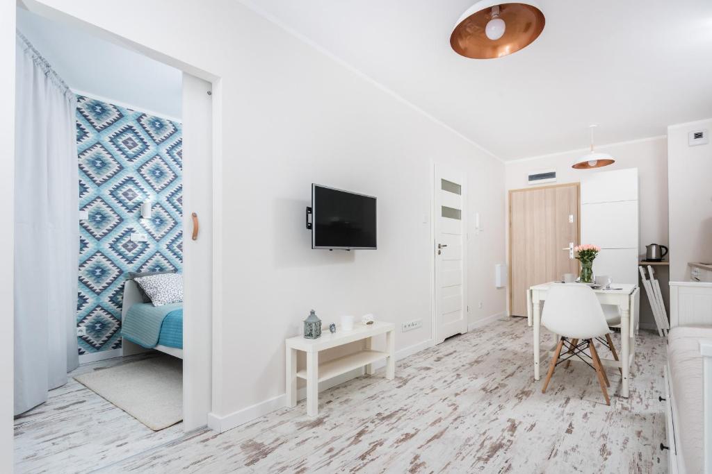 Televízia a/alebo spoločenská miestnosť v ubytovaní Ślusarska Apartment 2