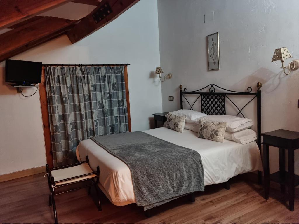 a bedroom with a bed and a television in it at Puerta al Duraton in Sebúlcor