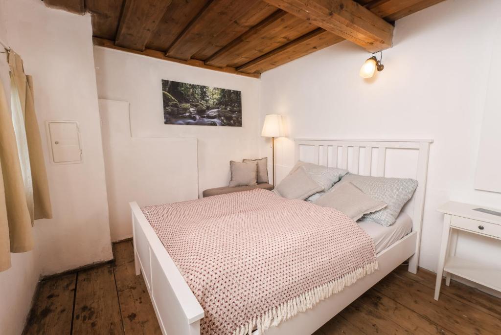 Postel nebo postele na pokoji v ubytování Ferienhaus Altaussee