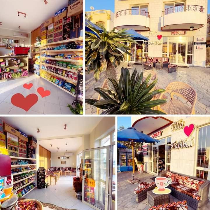 un collage de fotos de una tienda con una tienda en Villa habibch hostel en Dahab