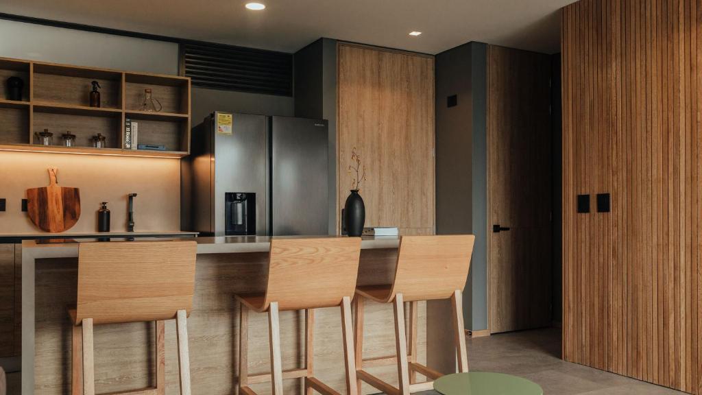 Kuchyň nebo kuchyňský kout v ubytování Wake Living