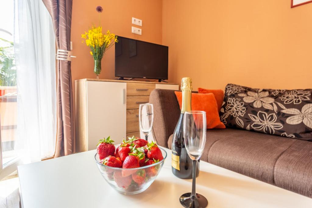Televízia a/alebo spoločenská miestnosť v ubytovaní Apartmani Gabi