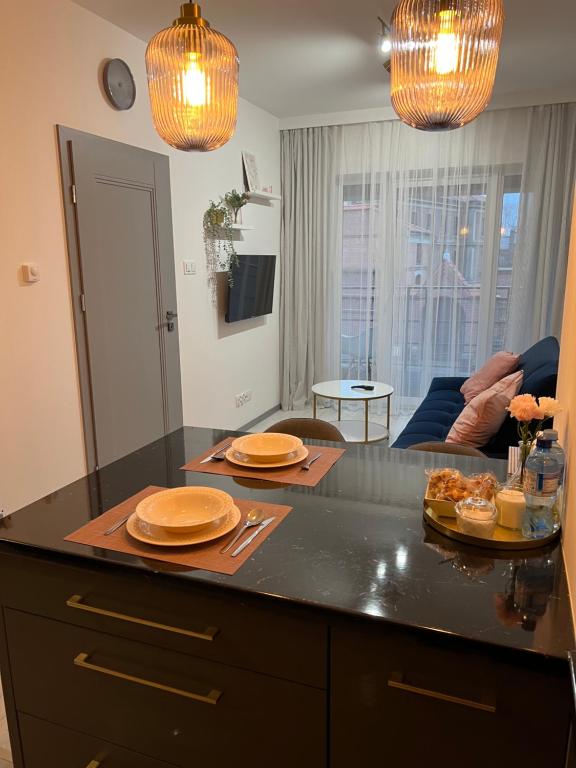 Kuchyň nebo kuchyňský kout v ubytování Apartament KARMEL