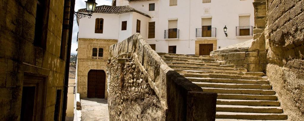 a group of stairs in front of a building at La Encina in Alhama de Granada