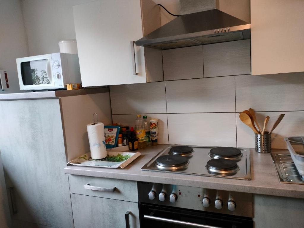 Kuchyň nebo kuchyňský kout v ubytování Ferienwohnung TAL-ECK