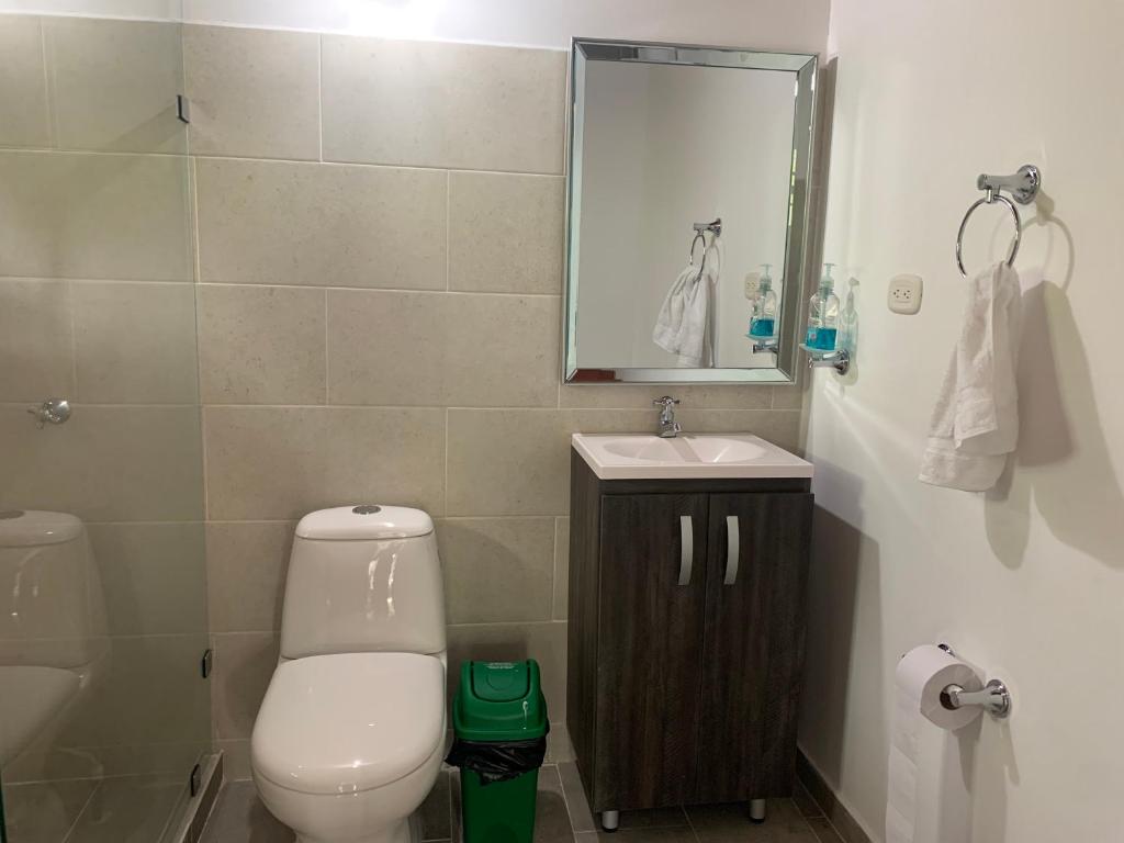 Vannituba majutusasutuses Moderna cabaña en Viterbo con Aire AC y Piscina