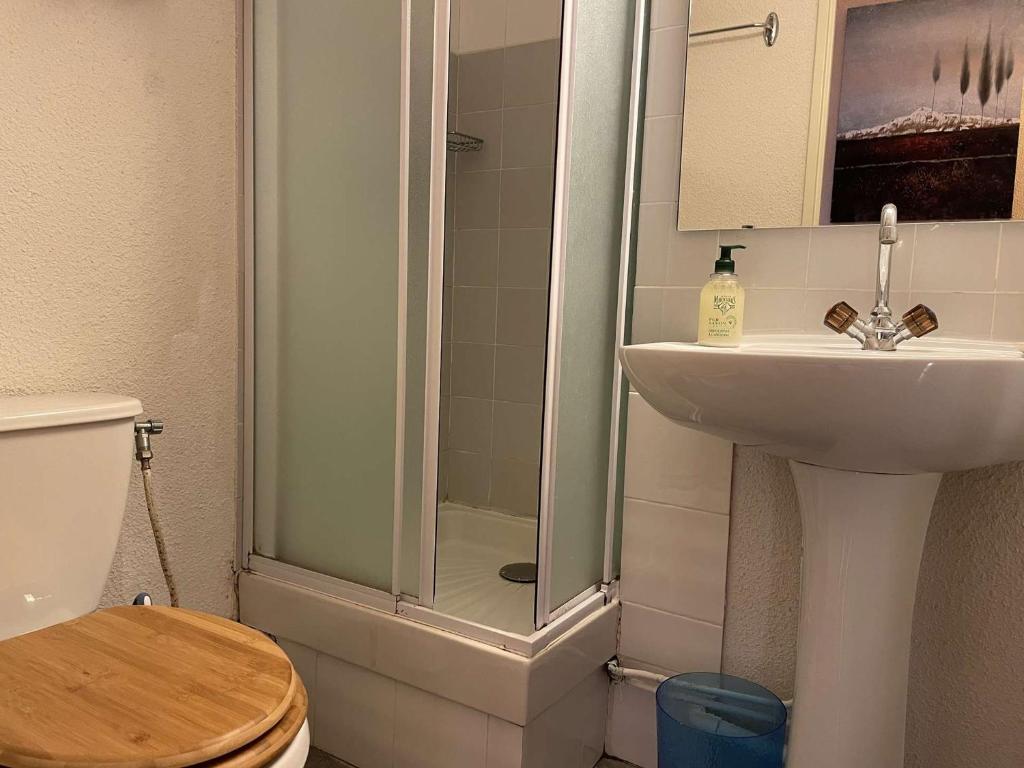 Kúpeľňa v ubytovaní Appartement cosy 6 pers à Montgenèvre, pied des pistes, parking, proche centre et ESF - FR-1-330D-131