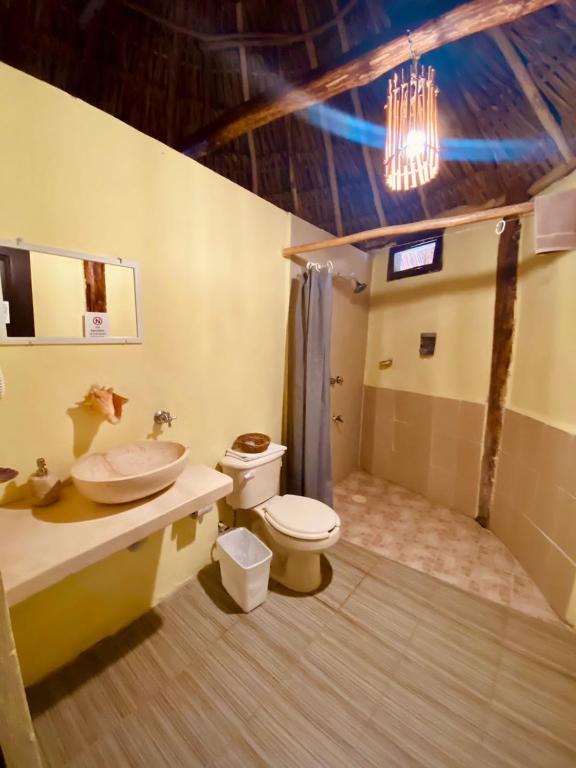 Koupelna v ubytování Cabanas Jaalkab