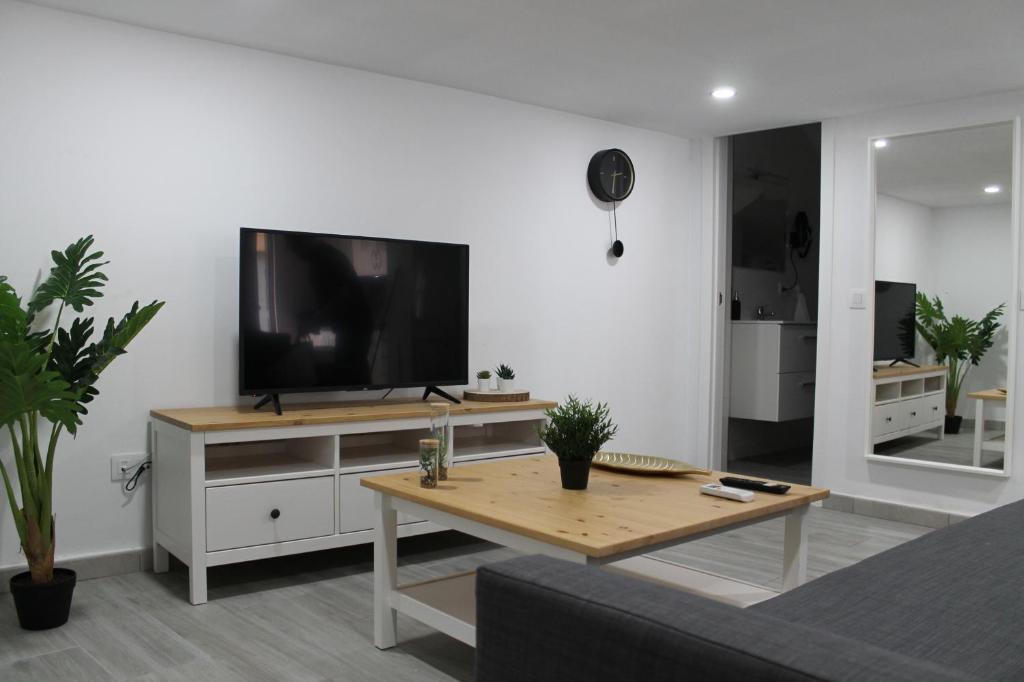 Televízia a/alebo spoločenská miestnosť v ubytovaní Apartamentos los Nidillos