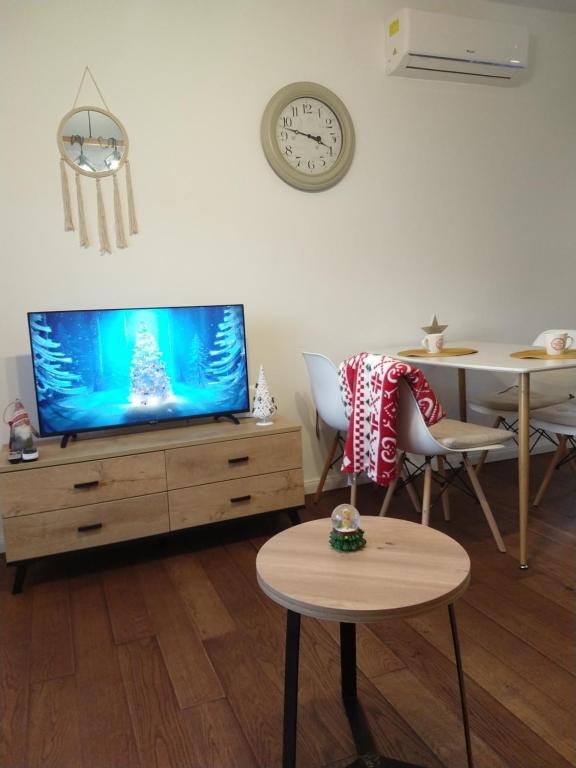 Televízia a/alebo spoločenská miestnosť v ubytovaní Apartman R&B Zadar