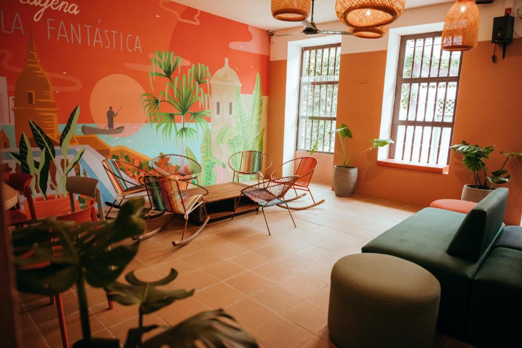 Posezení v ubytování Viajero Cartagena - Centro Hostel