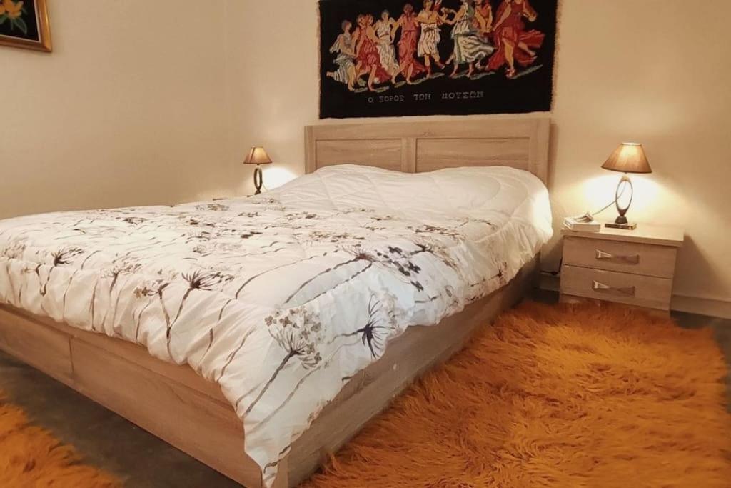 Postel nebo postele na pokoji v ubytování Το Πλιθί - Adobe Brick Farmhouse