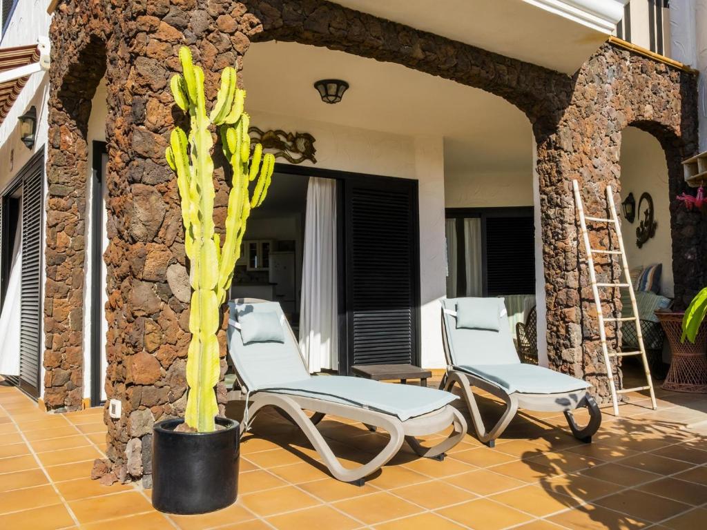 2 stoelen en een cactus op een patio bij Live Poris Begonia 89 in Poris de Abona