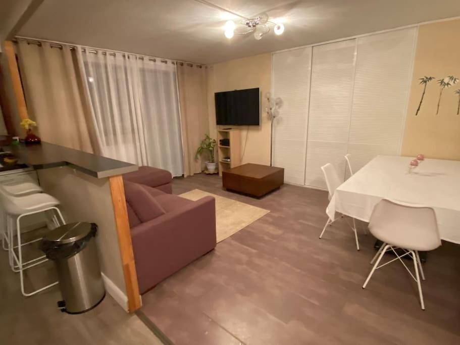 Μια τηλεόραση ή/και κέντρο ψυχαγωγίας στο Bel appartement avec piscine et vue sur Paris