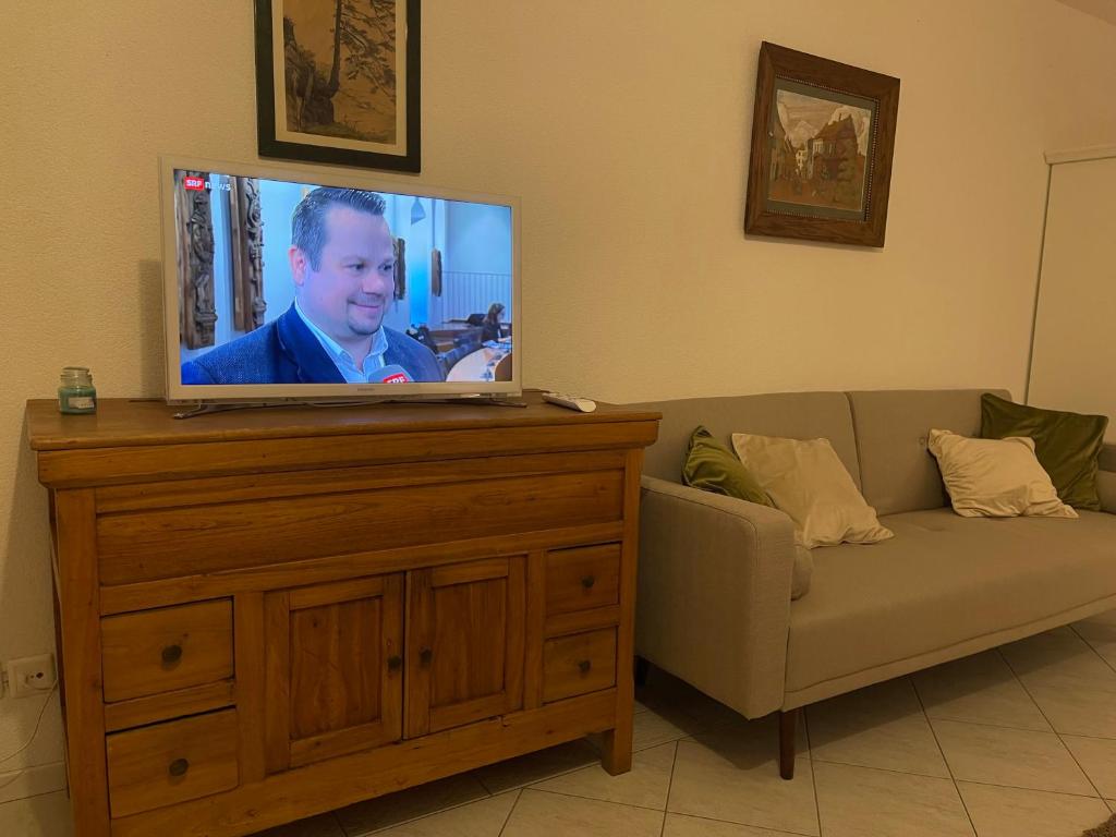 TV a/nebo společenská místnost v ubytování Chateau Leukerbad