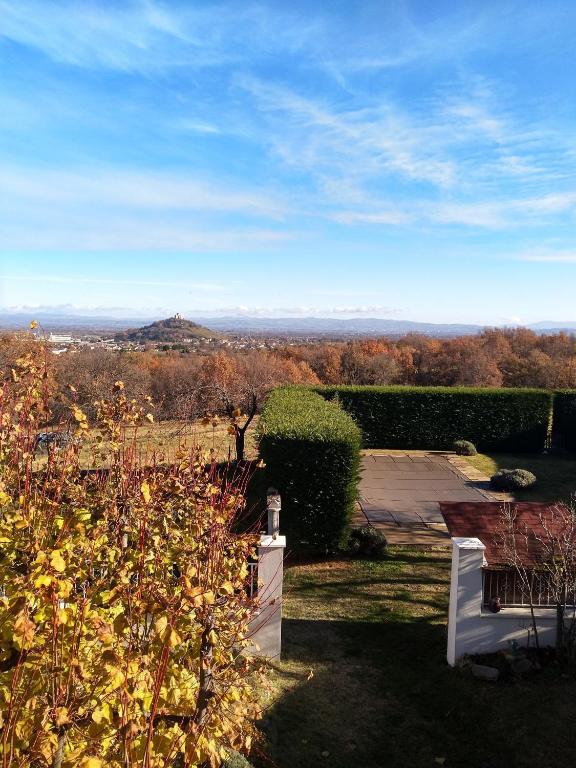 a garden with a view of the mountains at Les Bessonnes in Saint-Georges-Haute-Ville