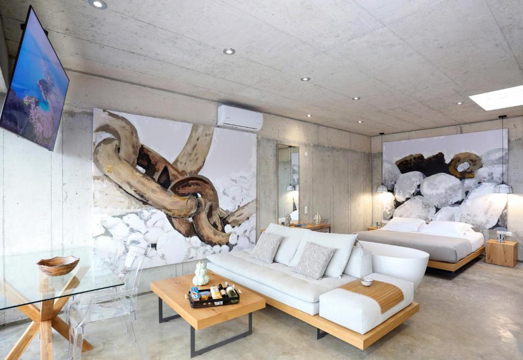 Posezení v ubytování Marnos Luxury Villas