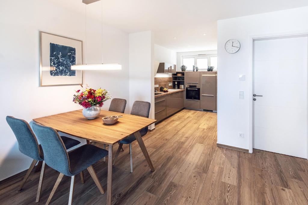 Kuchyň nebo kuchyňský kout v ubytování Ferienwohnung Veilcheneck