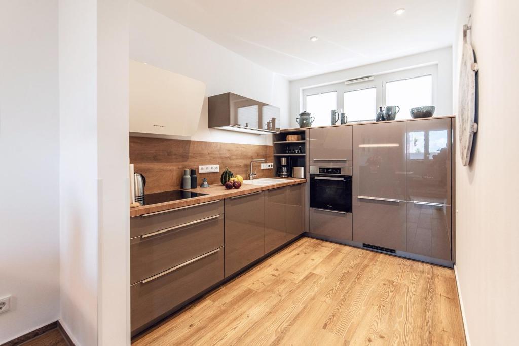 Kuchyň nebo kuchyňský kout v ubytování Ferienwohnung Veilcheneck