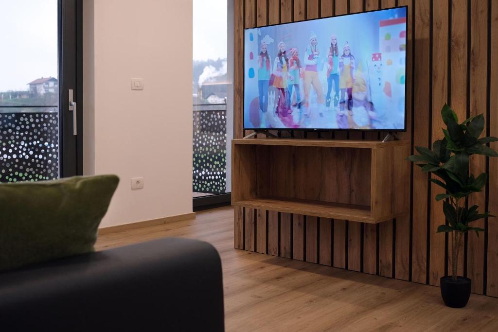 TV a/nebo společenská místnost v ubytování Apartments 5KA - Modern Comfort 5 minutes from Highway