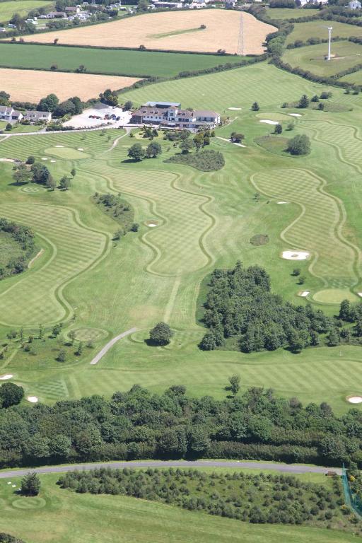 an overhead view of a golf course at Bowood Park Hotel in Camelford