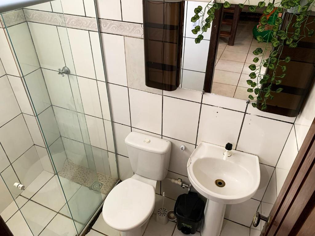 Koupelna v ubytování Rudá Hostel