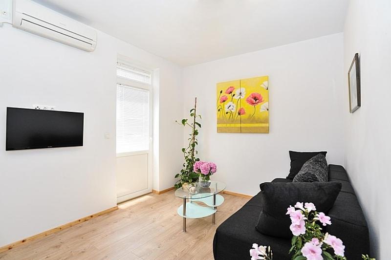 Televízia a/alebo spoločenská miestnosť v ubytovaní Apartment in Poljana with sea view, terrace, air conditioning, WiFi 3617-2