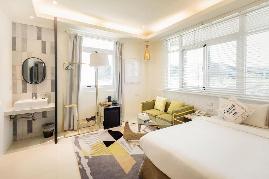 Postel nebo postele na pokoji v ubytování Zhudeng 1965 Hotel