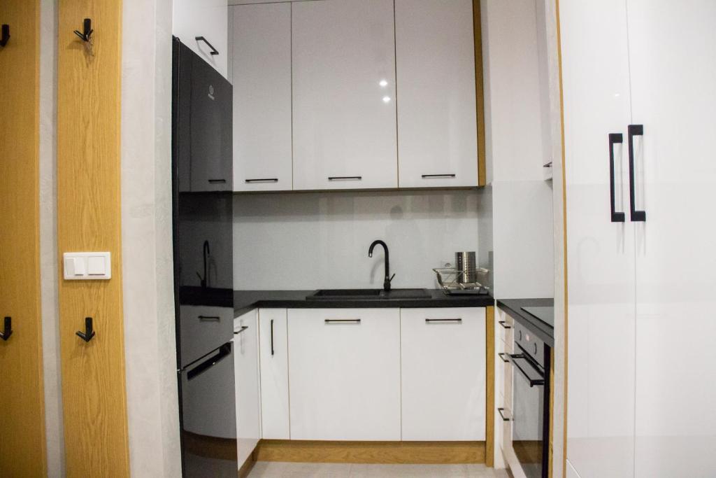 Kuchyňa alebo kuchynka v ubytovaní ApartamentySnu, Wola Premium I z parkingiem