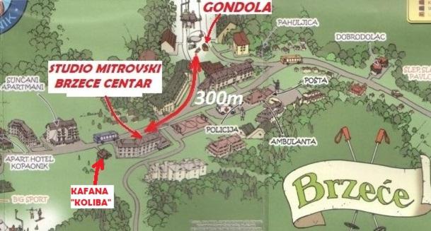 un mapa del complejo Disney World en Brzeće Center Studio Mitrovski Gondola 300m en Kopaonik