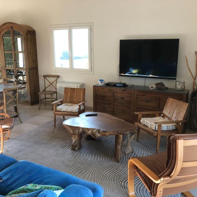 Televízia a/alebo spoločenská miestnosť v ubytovaní Villa de charme avec piscine entre Ajaccio et Porticcio