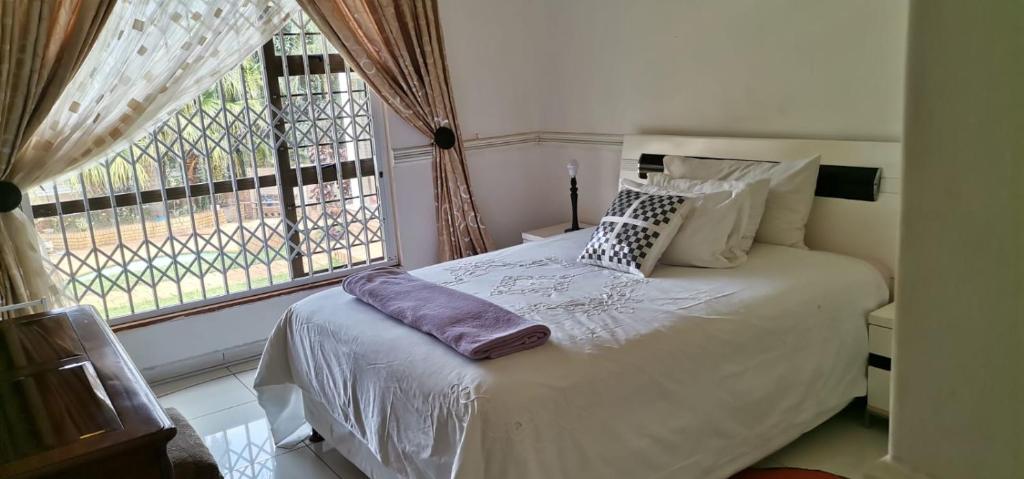 una camera da letto con un letto con un cuscino sopra di Saginix Guesthouse a Empangeni