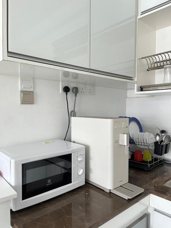 イポーにあるSofea Casa Homestay Ipohの電子レンジ、キッチンカウンター