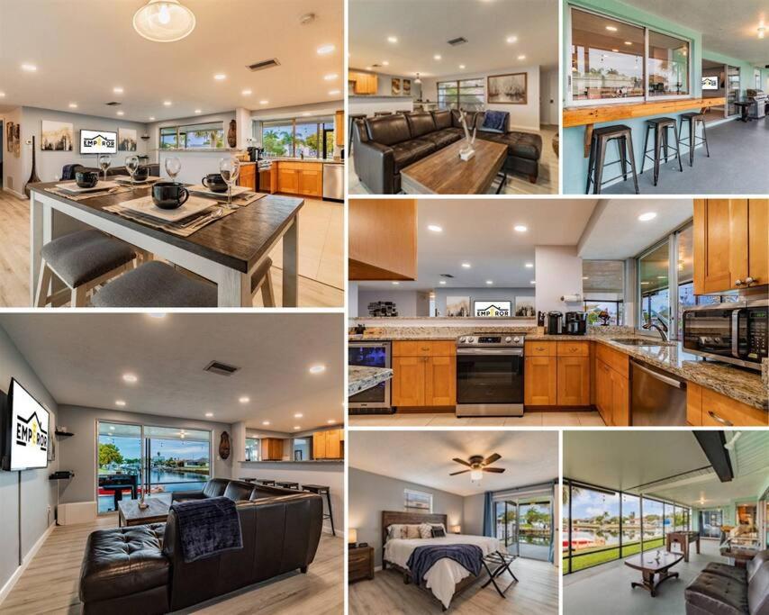 un collage de fotos de una cocina y una sala de estar en Gorgeous and Peaceful House by the Water, en Port Richey