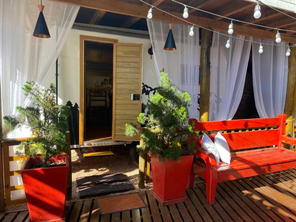 Posezení v ubytování Chale Sobre Rodas e Spa Exclusive - Localizado Próximo do Centro