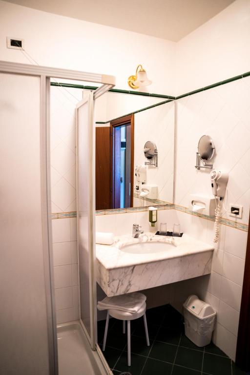 A bathroom at PanoramaHotel Penegal