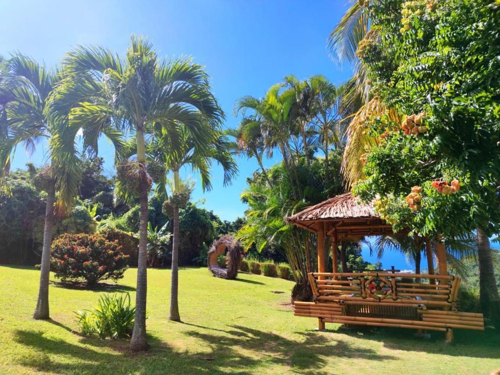 Zahrada ubytování Gîte 4 étoiles, la Vieille Sucrerie St Claude Guadeloupe, Jacuzzi Spa privatif, vue exceptionnelle sur la mer des Caraïbes
