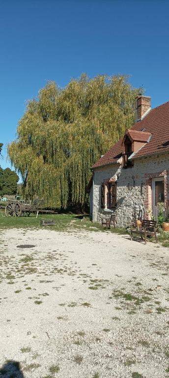 an old stone building with a tree in front of it at L&#39;auberge 10 à 15 pers 30min zoo beauval chambord cheverny in Langon