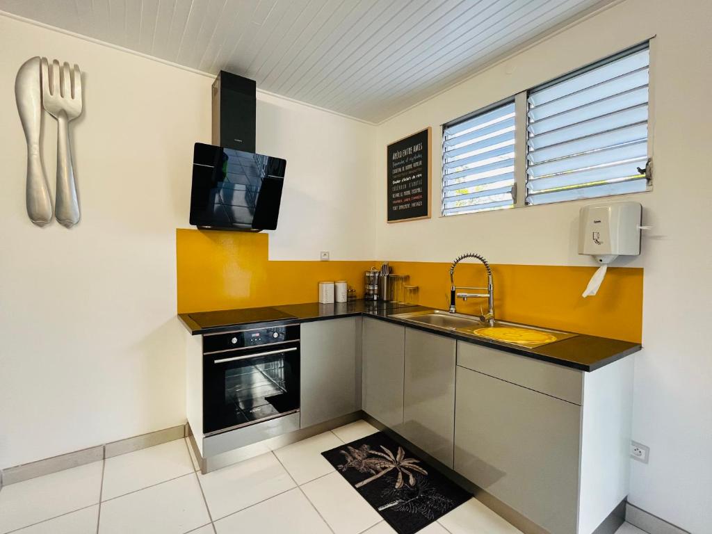Kuchyň nebo kuchyňský kout v ubytování Appartement Manou
