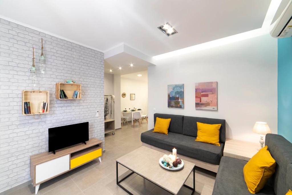 A seating area at Chania Design Suites