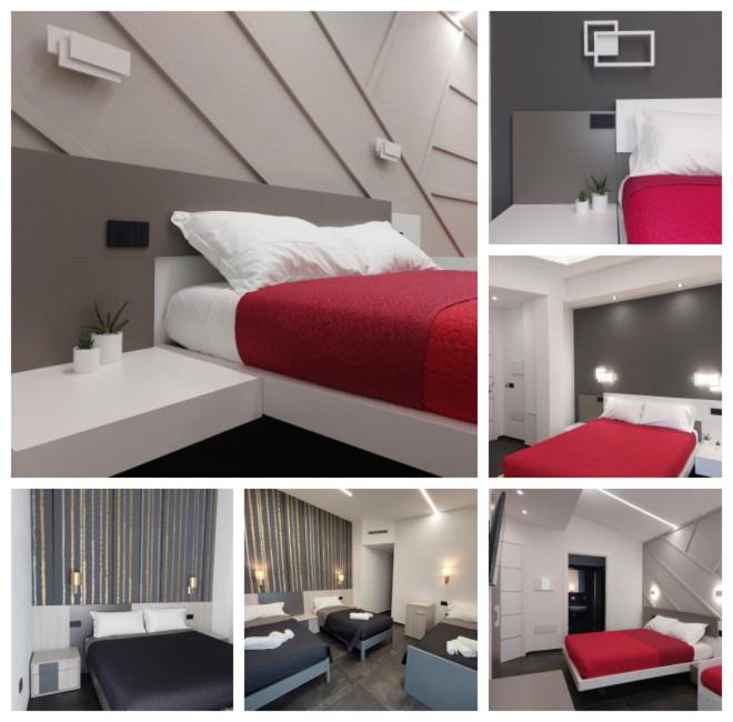 Incantos charme B&B في تورتولي: ملصق بصور غرفة نوم بسرير احمر